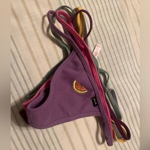 Purple Bikini Bottom with Citrus Embroidery